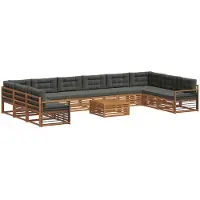 vidaXL Ensemble de canapés , 11 pièces, en bois d'acacia massif, couleurs : naturel et anthracite