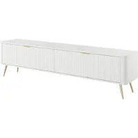 Bettso Armoire RTV LANTE 200 cm en blanc - façades striées, détails dorés