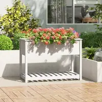 Prolenta Maison Exclusive - Jardinière avec espace de rangement, blanche, 111,5 x 54 x 81 cm, en bois massif de pin