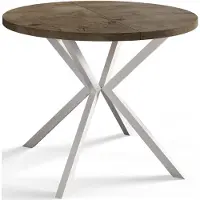 Alpi Möbel AlpiMeble Table de salle à manger ronde LOFT LITEN, table extensible diamètre : 100 cm/180 cm, table de salon, couleur : gris, avec pieds en métal de couleur blanche