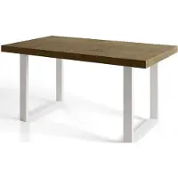 Alpi Möbel Table de salle à manger industrielle LOFT-U, dimensions : 160 x 90 x 77 cm, table de salon couleur : LEFKAS, avec pieds en métal de couleur blanche