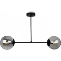 Light11 HOME Light-Home Tuluza Lampe à suspendre - Suspension en métal et en verre - E27 - 2-flamme - verre graphite - noir et chrome