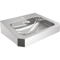 Kwc Meuble de salle de bain , modèle ANIMA, en acier inoxydable, dimensions 500x150x446 mm, avec débord et robinet intégré