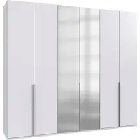Wimex Armoire à portes battantes Mugano Armoire 270x58x236cm blanc Premium avec miroir (18869)