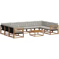 vidaXL Ensemble de canapés d'extérieur avec coussins 10 pièces Naturel et gris clair