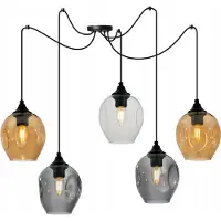 Light11 HOME Prage Spider Lampe à suspendre - Lampe à suspendre en forme d'araignée - Plafonnier - Lampe araignée avec 5 tête - Lampe à suspendre en métal et en verre - Graphite