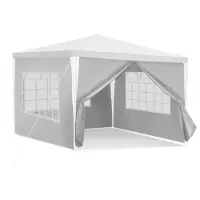 Izrielar Tente de réception pour fêtes et réceptions dans le jardin, résistante à la pluie et au vent, avec parois latérales 3 x 3 m, blanche