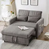 Sweiko Canapé-lit avec fonction sommeil] Canapé pliant deux places, design extensible, simple et moderne, style contemporain, dossier réglable en trois positions, tissu respirant en coton et lin