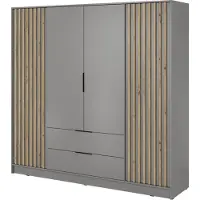 Emporius Furniture Armoire 200 cm Fioro - Armoire du fabricant, armoire de chambre à coucher - armoire à portes battantes avec lamelles, 4 portes (Gris)