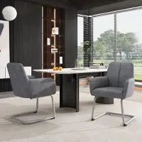 Sweiko Chaise de salle à manger , lot de 2, fauteuil, chaise de loisirs moderne et minimaliste, chaise de salon-chambre à coucher avec pieds bombés en acier, gris