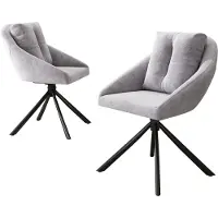 Sweiko Chaise de salle à manger en velours Chaise rembourrée Chaise pivotante,tissu en velours respirant,design ergonomique,2 pcs,Gris