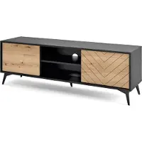Emporius Furniture TV-Lowboard Emerald, Armoire TV à deux portes 150 cm - Loft, Wohnizmmer - Meubles du fabricant (Evoke chêne / noir)