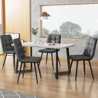 Sweiko Chaise de salle à manger (4 pcs), gris foncé,Set de 4 chaises rembourrées design avec dossier,Assise en lin Structure en métal