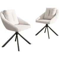 Sweiko Chaise de salle à manger en velours Chaise rembourrée Chaise pivotante,tissu en velours respirant,design ergonomique,2 pcs,Beige