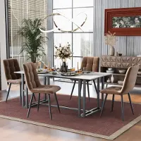 Sweiko Chaise de salle à manger (4 pcs), marron,Set de 4 chaises rembourrées design avec dossier,assise en velours structure en métal