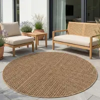 Carpetsale24 Tapis Intérieur Extérieur Imperméable Aspect Naturel Jute Idéal pour Salon Cuisine Terrasse et Balcon, Taille: 80 cm Rond