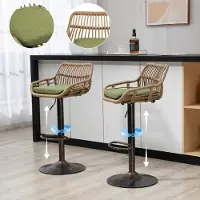 Sweiko Tabouret de bar moderne Ensemble de 2 chaises réglables avec repose-pieds pour cuisine, salle à manger (vert)