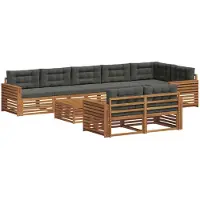 vidaXL Ensemble de salon de jardin 9 pièces, couleurs : naturel et anthracite