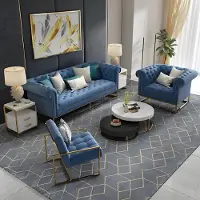 Xl Moebel Gmbh Chesterfield Sofa Edelstahl Couch Polster Sitz Garnitur 3+1 Leder Wohnzimmer