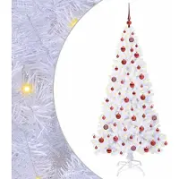 Syfax Sapin de Noël artificiel avec 300 LED Blanc 180 cm PVC et Acier