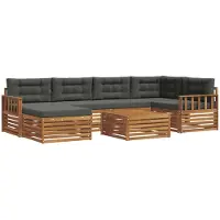 vidaXL Ensemble de canapés d'extérieur avec coussins 7 pièces Nature et Anthracite