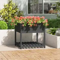 Prolenta Maison Exclusive - Bac à plantes avec tablette, gris, 82,5 x 82,5 x 81 cm, en pin massif