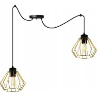 Light11 HOME Light-Home Spider Santos Lampe à suspendre - Plafonnier industriel - Suspension en métal - 2-flamme, noir et or