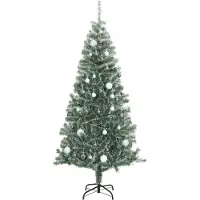 Syfax Sapin de Noël artificiel 300 LED&boules&neige floquée 240 cm