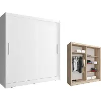 Piaski Armoire à portes coulissantes pour chambre à coucher, blanche - Largeur 180 cm
