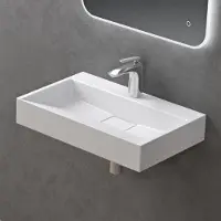 Doporro Lavabo Suspendu avec Bonde Vasque à Poser Blanc Mat 50x38x11cm Lave Mains Rectangulaire avec Perçage de Robinet Colossum19