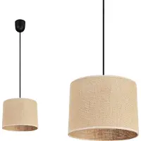 Light11 HOME Light-Home Juta Lampe à suspendre - métal avec abat-jour en tissu - E27 - Classique P 1-flamme 20 cm - base noire et jute