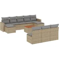 Sonstiges Salon de jardin 11 pcs avec coussins beige résine tressée