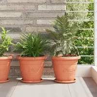 Prolenta Maison Exclusive - Jardinières, ensemble de 24 pièces, couleur brique, diamètre 26 cm, hauteur 21,5 cm, en plastique