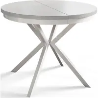 Alpi Möbel alpimeble Table ronde 90 cm/170 cm Montagne, Table pliante, Table de cuisine, Table à manger, Table à manger, Table de salon, Table de chambre, Table moderne, Pieds en métal blanc, Extensible