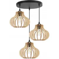Light11 HOME Suspension, lustre, bois, abat-jour LED