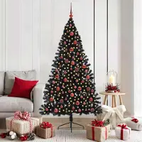 vidaXL Best Möbel Sapin de Noël artificiel pré-éclairé Noir 180 cm PVC - Sapins de Noël artificiels CL7749009 2parcel