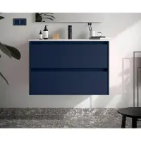 Salgar MEUBLE SOUS-VASQUE BALTIC, modèle 800, 2 tiroirs + vasque, finition bleu satiné