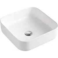 BEITZ & Walz AqvaCeramica : vasque à poser « SlimRim » sans rebord, 385 x 385 mm, blanc mat