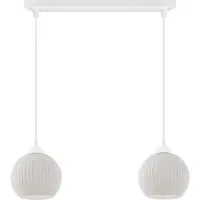 Light11 HOME Lampe à suspendre Riffle Blanc 2 flammes avec abat-jour boule blanc E27