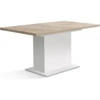Syfax Table à manger extensible ELARA, Rectangulaire, Chêne et Blanc mat, 160-200 x 90 cm, 8 personnes