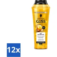 Schwarzkopf Gliss Shampooing - Oil Nutritive - Pour des cheveux nourris et soyeux - 250 ml - Pack avantage - 12 pièces