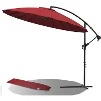 VOUNOT Parasol à pied déporté avec housse de protection, 300 cm, modèle Shanghai, rouge