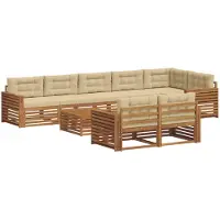 vidaXL Ensemble de salon de jardin 9 pièces, couleurs naturelles et beige