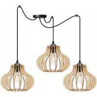 Light11 HOME Suspension, lustre, bois, abat-jour LED