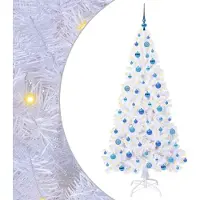 Syfax Sapin de Noël artificiel avec 300 LED Blanc 180 cm PVC et Acier