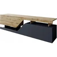 BDW , Commode RTV, Armoire TV, 160x35x47 cm, beaucoup d'espace de rangement, multifonction, Chêne Wotan / Gris
