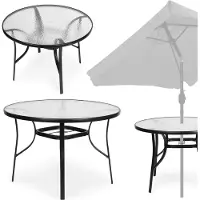 Northix Table de jardin ronde 80 cm, pour terrasse, jardin, balcon, verre trempé, trou parasol, MultiGarden