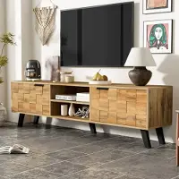 MODFU Meuble TV 160,5x35,5x45 cm - Design Pratique avec 2 Portes - Naturel