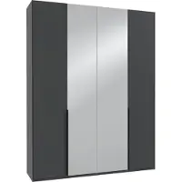 Wimex Armoire battante Mugano, dimensions 180x40x236 cm, couleur gris anthracite et blanc, qualité supérieure, avec miroir (18883)