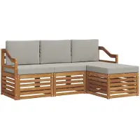 vidaXL Ensemble de canapés d'extérieur avec coussins 4 pièces Naturel et gris clair